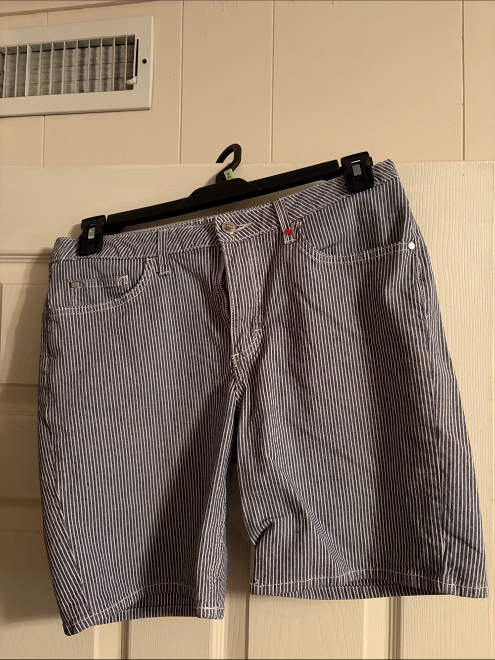 Lee Women's Blue & White Striped Bermuda Shorts